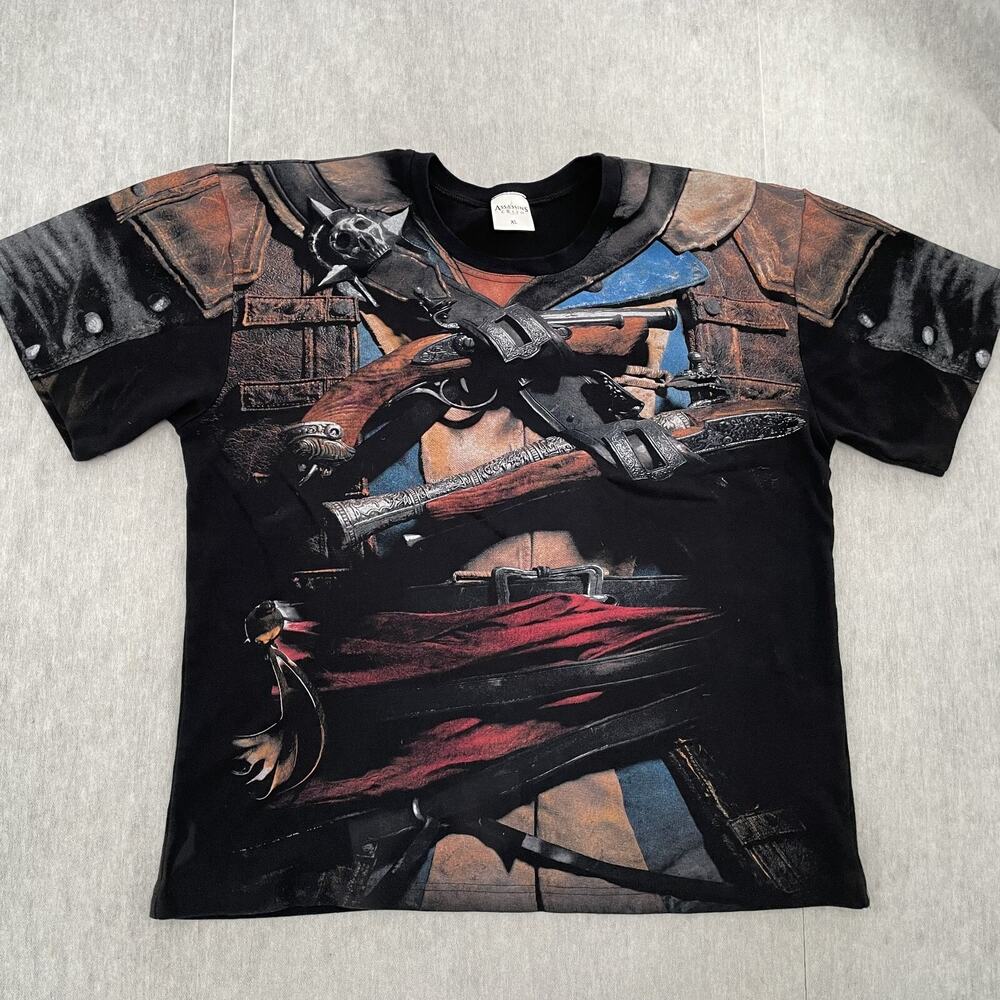 Assassins Creed Shirt Adult Extra Large Black Graphic Tee Gaming Ubisoft Mens XL